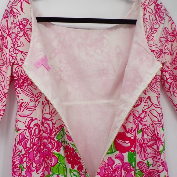 Lilly Pulitzer Silk Blend Livie Color By Numbers Rose Print Dress, Sz 4 - Picture 7 of 9